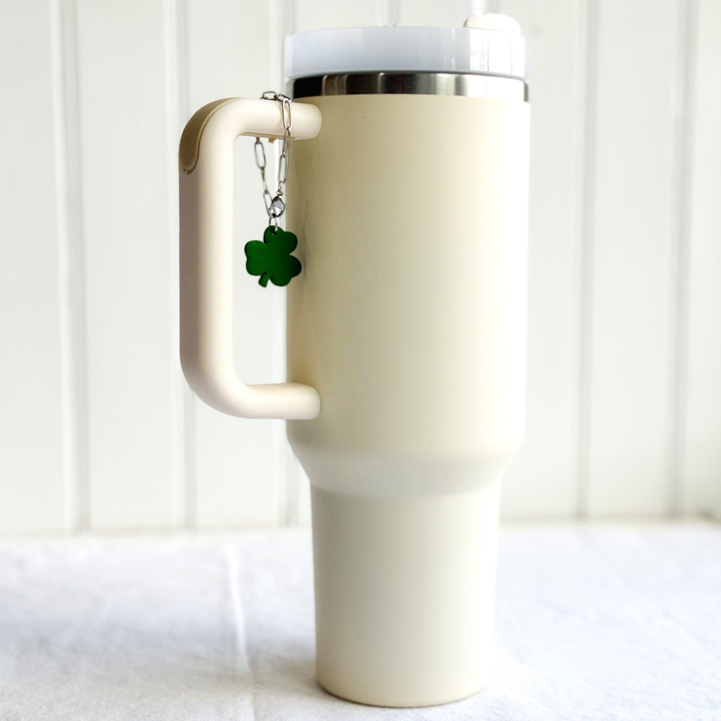 St Patricks Day Stanley Cup Charm, Simple Modern Accessories, Tumbler Handle Charms, Clover Charm, Green, Handmade Gifts - Harbor to Gulf Co.