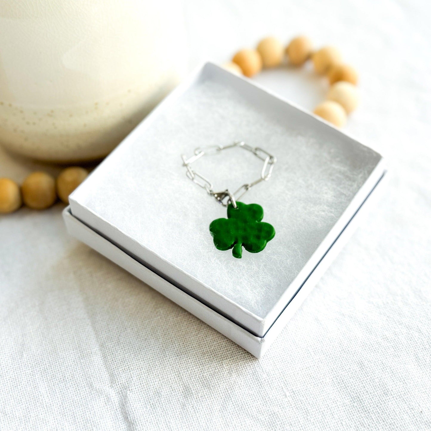 St Patricks Day Stanley Cup Charm, Simple Modern Accessories, Tumbler Handle Charms, Clover Charm, Green, Handmade Gifts - Harbor to Gulf Co.