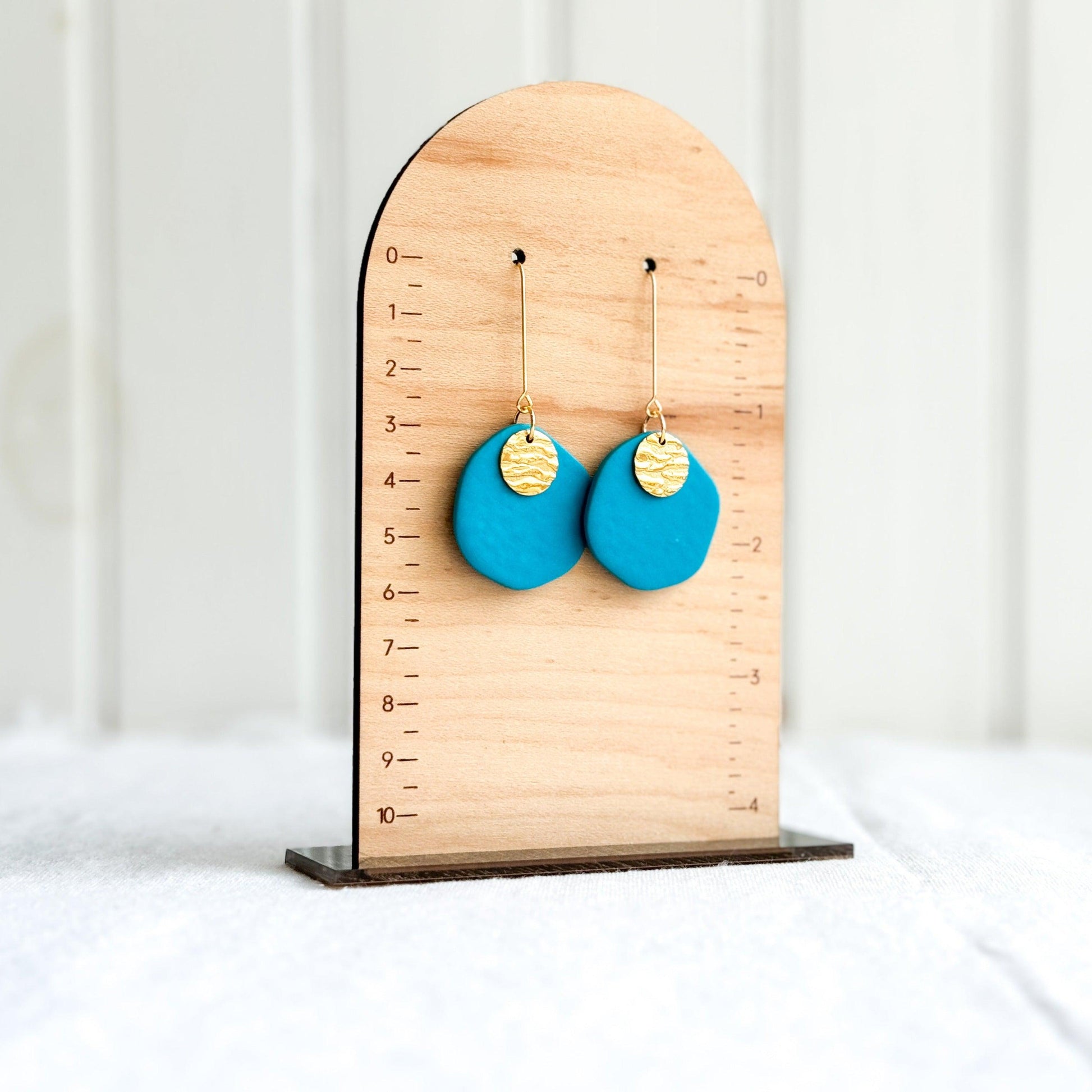 Teal Earrings, Polymer Clay Earrings, Birthday Gift for Friend, Handmade Earrings, Minimalist Drop Earrings, Teacher Gift Ideas