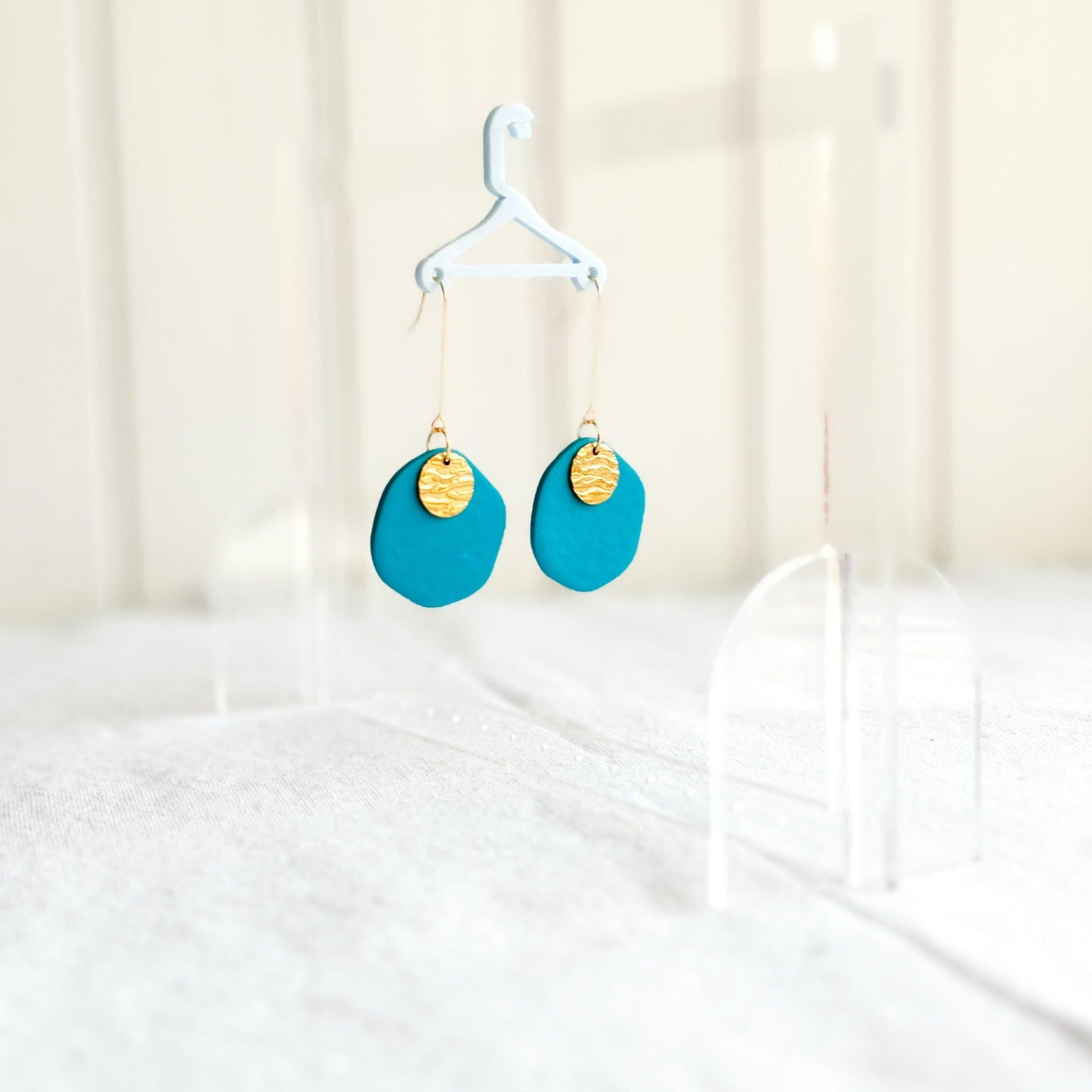 Teal Earrings, Polymer Clay Earrings, Birthday Gift for Friend, Handmade Earrings, Minimalist Drop Earrings, Teacher Gift Ideas