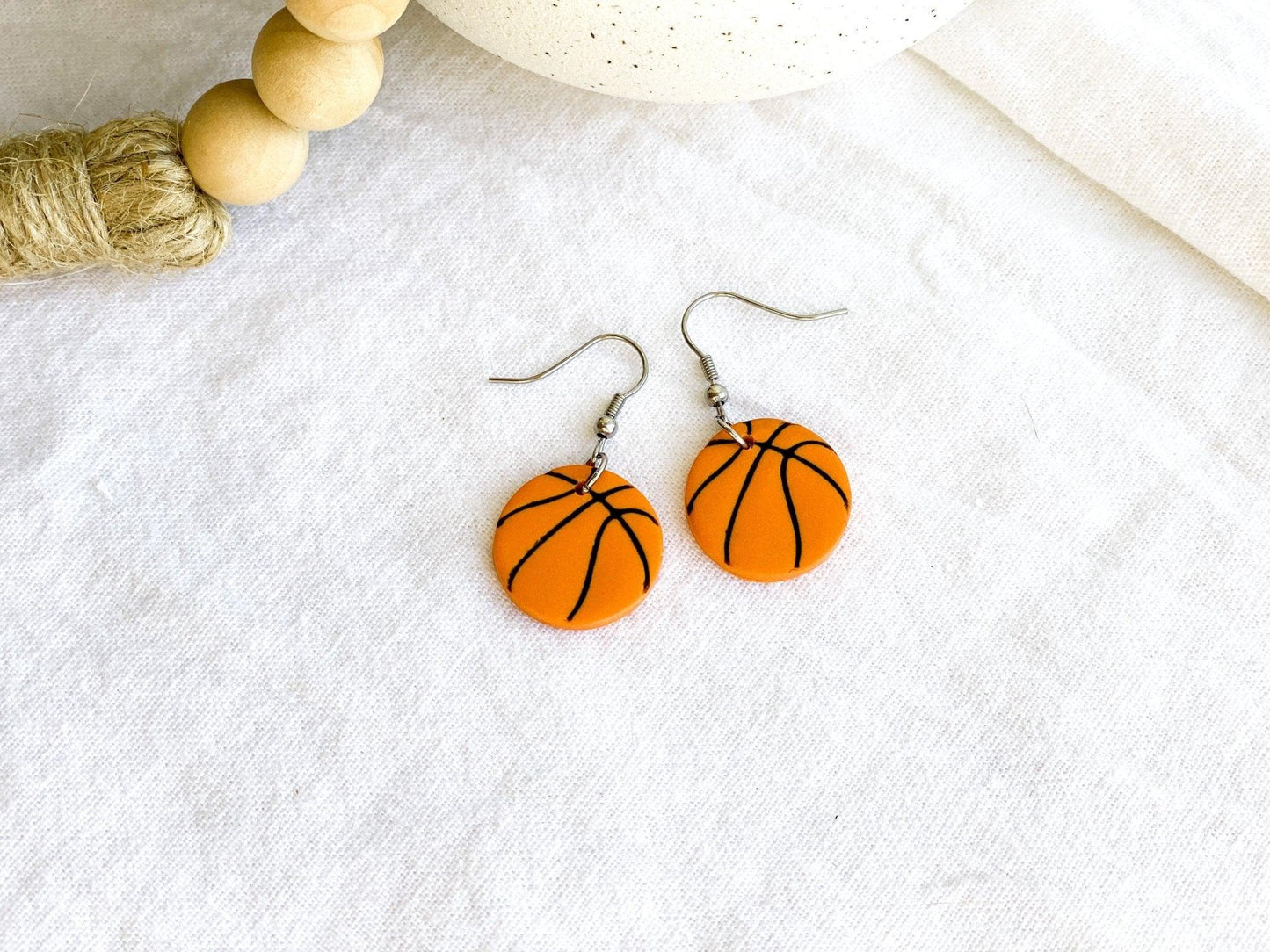 Basketball Earrings - Handmade Jewelry - Sports Jewelry - Game Day Earrings - Gift for Friend - Polymer Clay Earrings - Stocking Stuffer for Her - Harbor to Gulf Co.