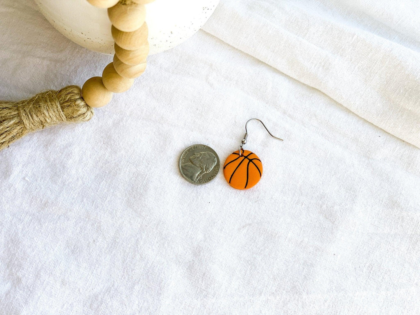 Basketball Earrings - Handmade Jewelry - Sports Jewelry - Game Day Earrings - Gift for Friend - Polymer Clay Earrings - Stocking Stuffer for Her - Harbor to Gulf Co.