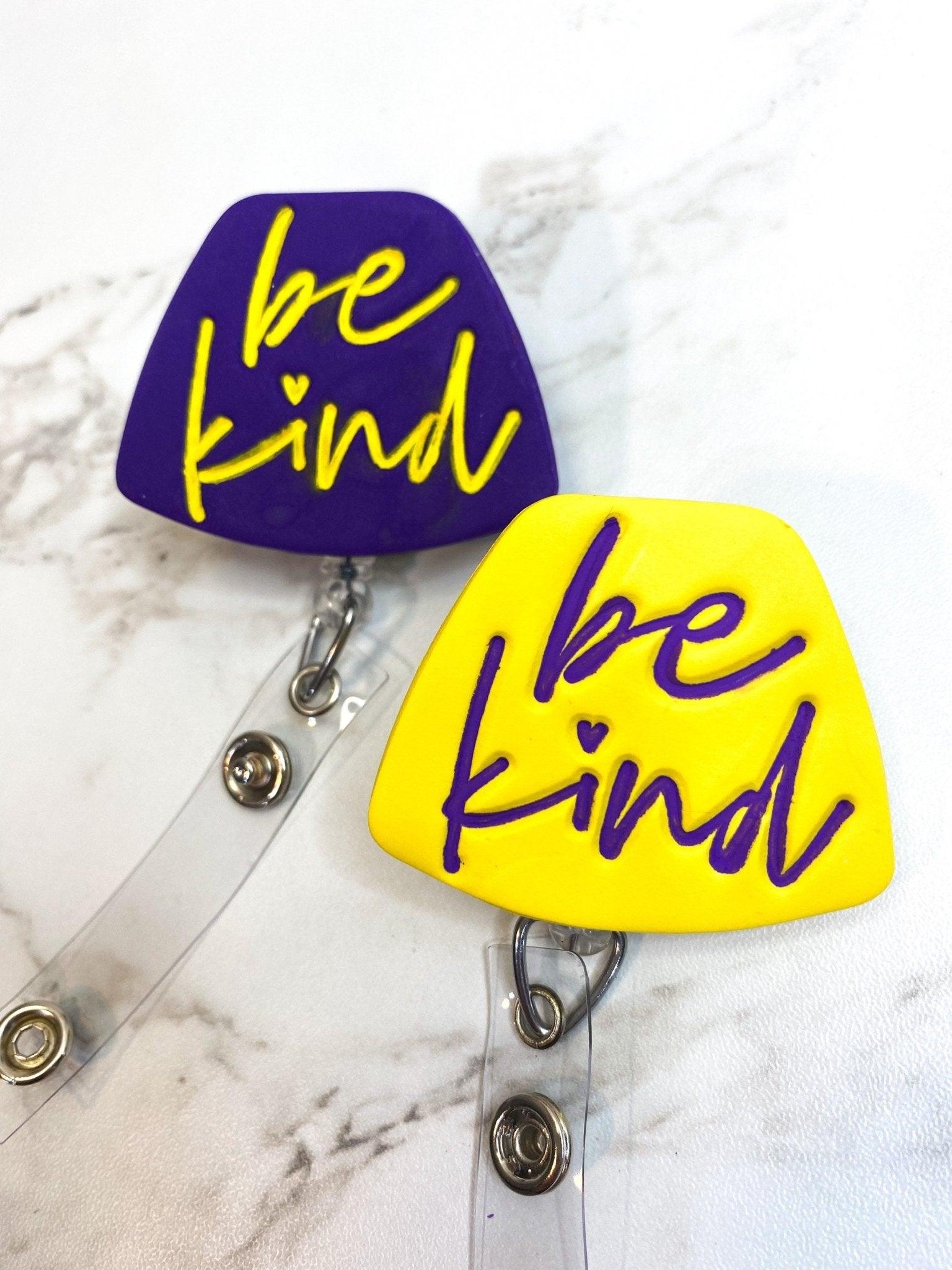 Inspiring "Be Kind" Badge Reel | 34-Inch Retractable Nylon Cord | Alligator Clip | Uplifting Message | Stylish & Functional Accessory - Harbor to Gulf Co.