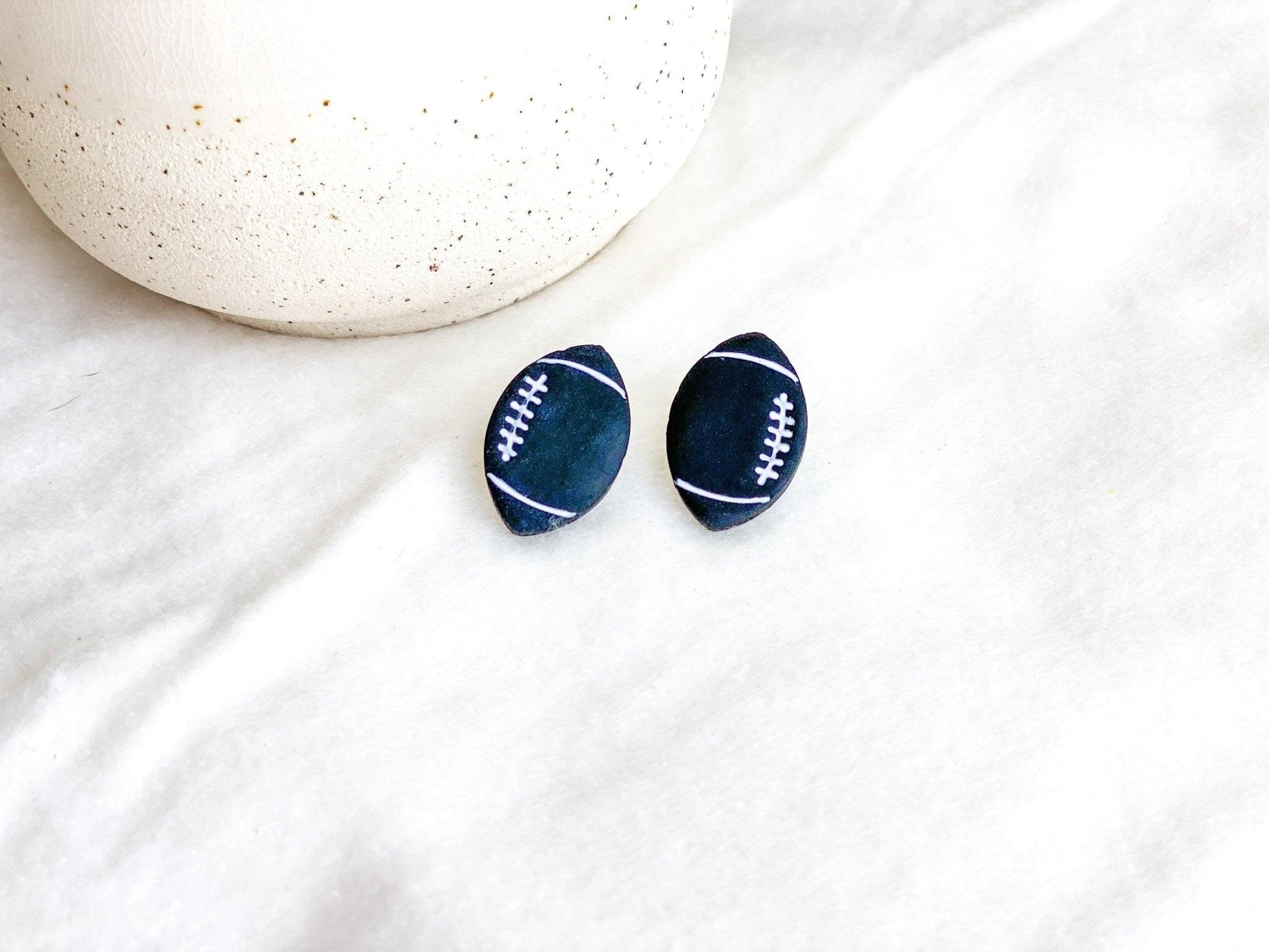 Black Football Stud Earrings - Football Jewelry - Game Day Jewelry - Fun Gift for Teacher - Birthday Gift for Friend - Gifts under 20 - Harbor to Gulf Co.