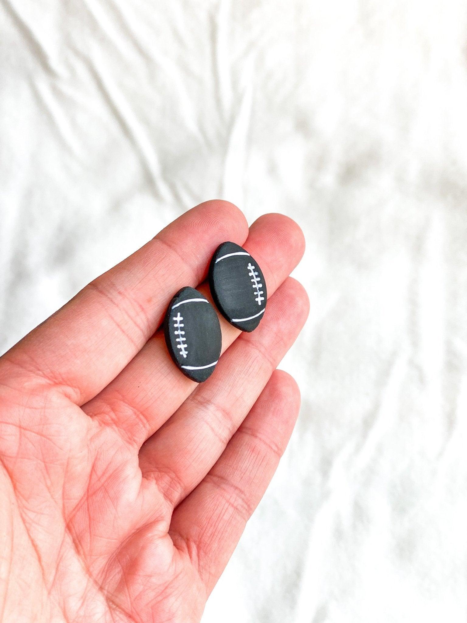 Black Football Stud Earrings - Football Jewelry - Game Day Jewelry - Fun Gift for Teacher - Birthday Gift for Friend - Gifts under 20 - Harbor to Gulf Co.