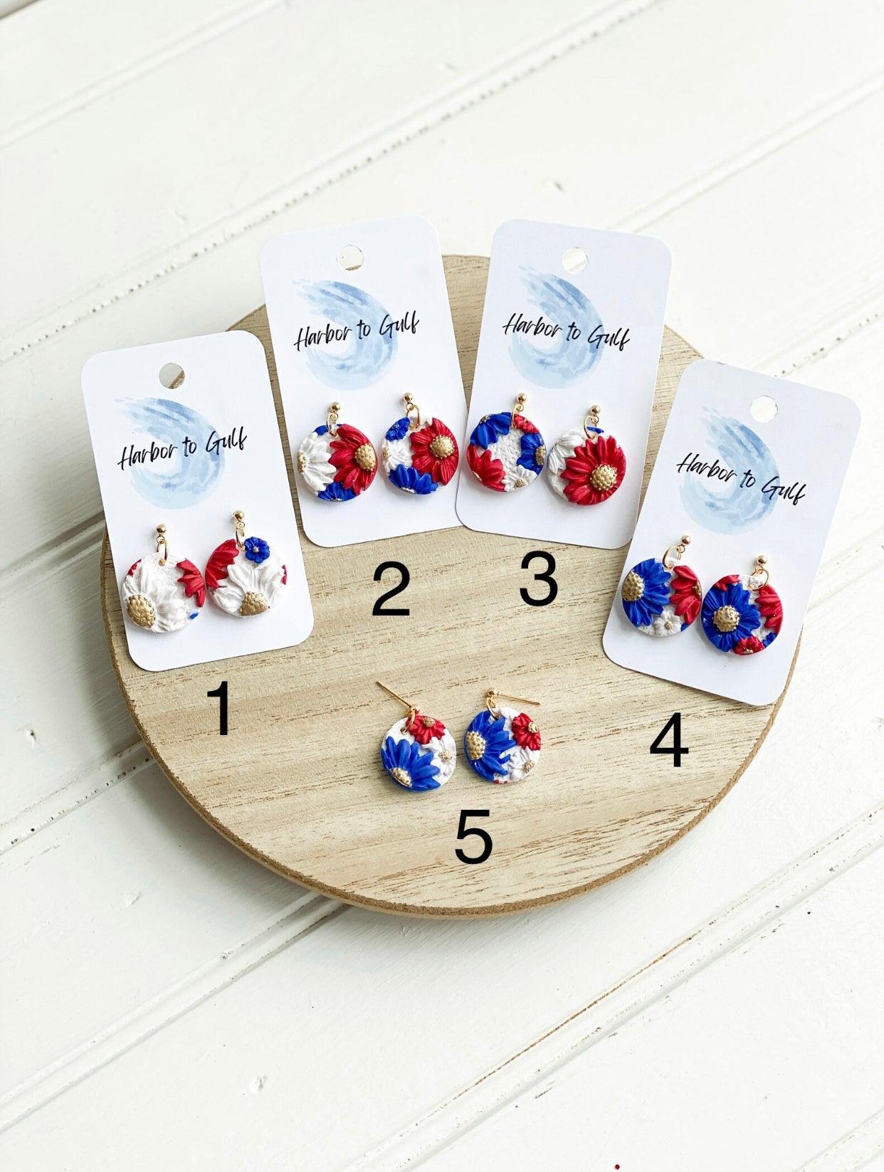 Red and Blue Earrings - Game Day Earrings - Ole Miss Earrings - Florida Atlantic Jewelry - Gift for College Girl - Harbor to Gulf Co.