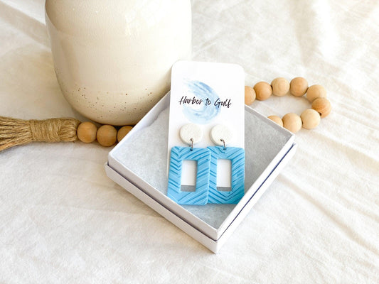 Blue and White College Game Day Earrings - UNC Earrings - Blue Earrings Handmade - College Merch - Gift for College Girl - Harbor to Gulf Co.