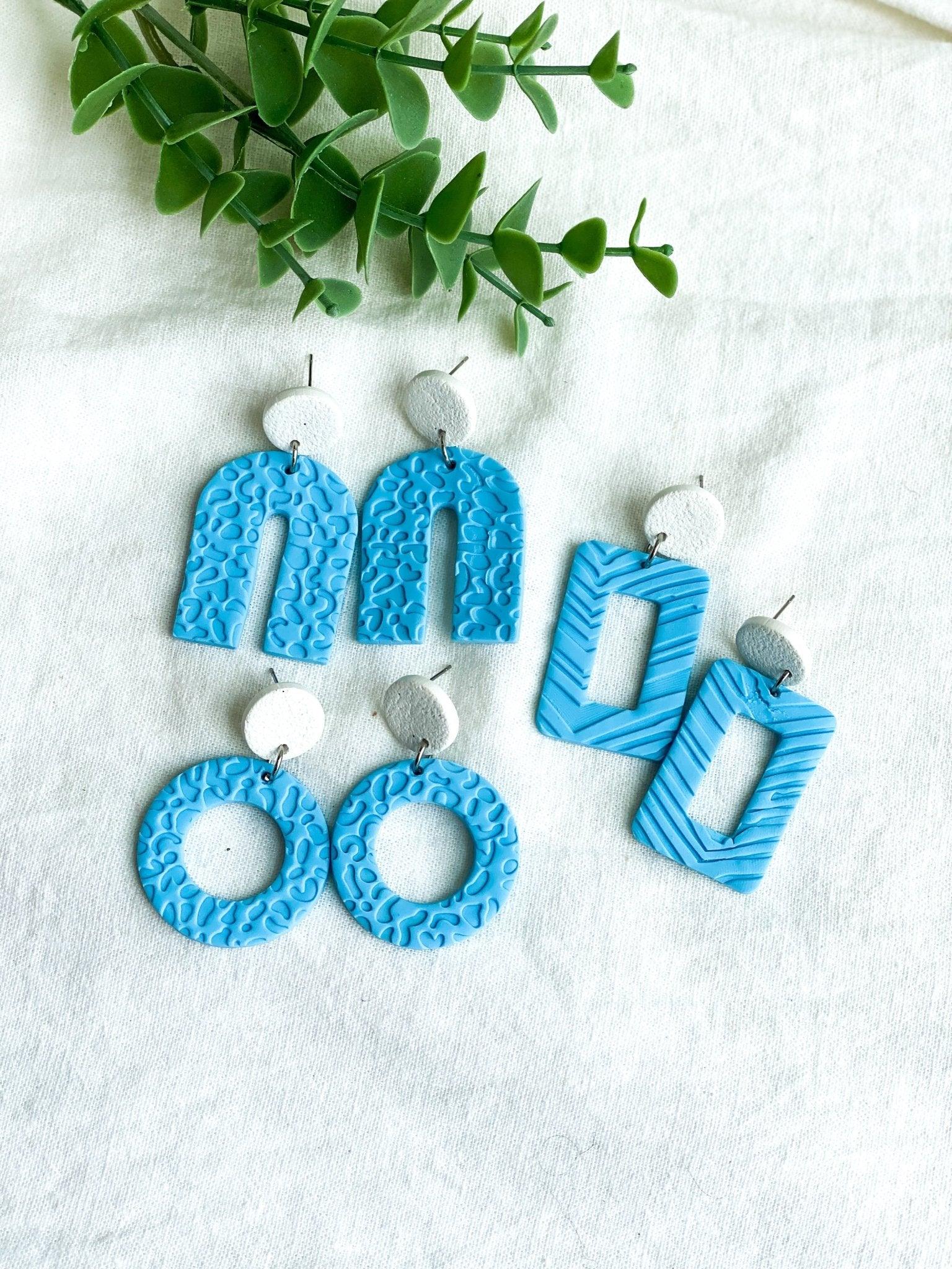 Blue and White College Game Day Earrings - UNC Earrings - Blue Earrings Handmade - College Merch - Gift for College Girl - Harbor to Gulf Co.