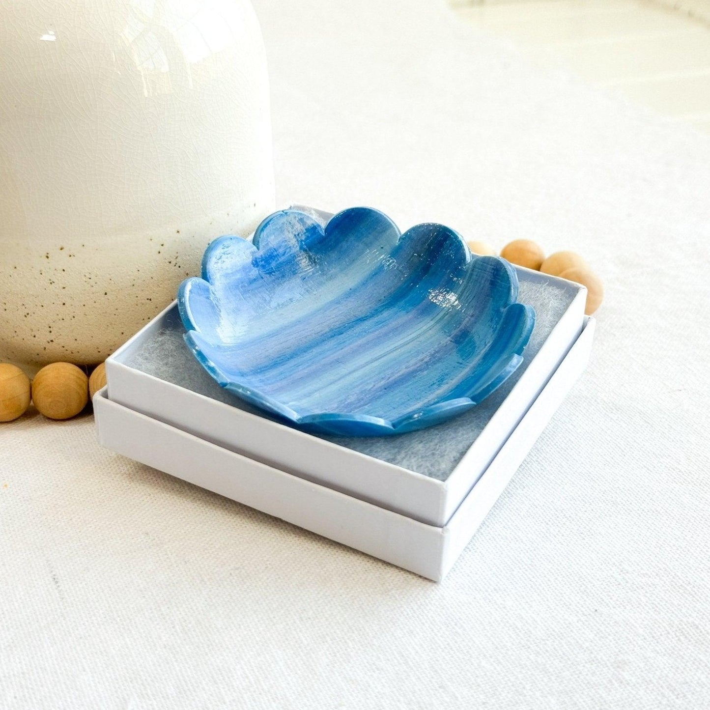 Blue Ring Dish, Handmade Engagement Gift, Polymer Clay - Harbor to Gulf Co.