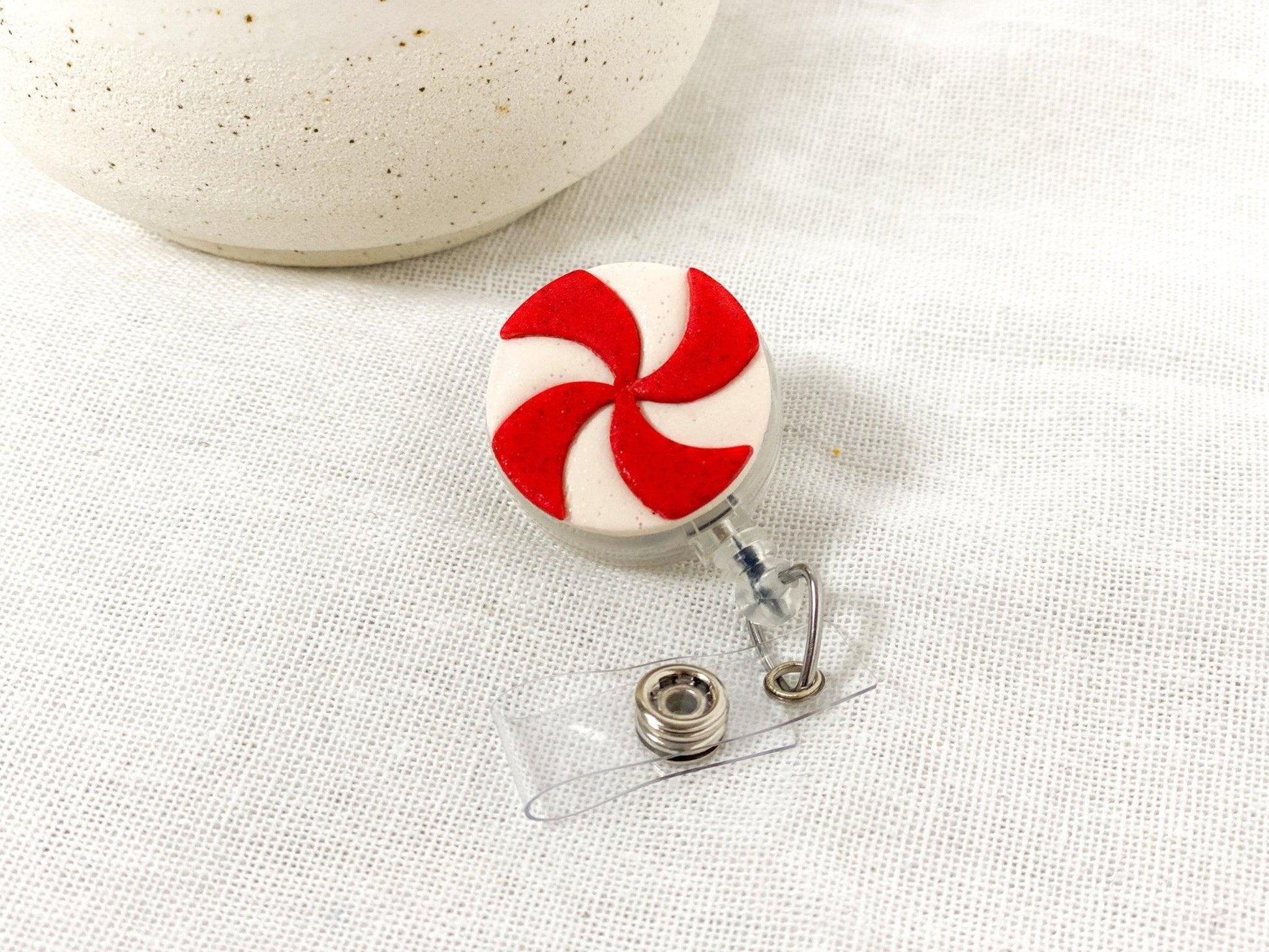 Christmas Badge Reel - Peppermint Nurse Badge Reel - Retractable ID Holder - Christmas Candy Badge Reel - ID Holder Cute - Harbor to Gulf Co.