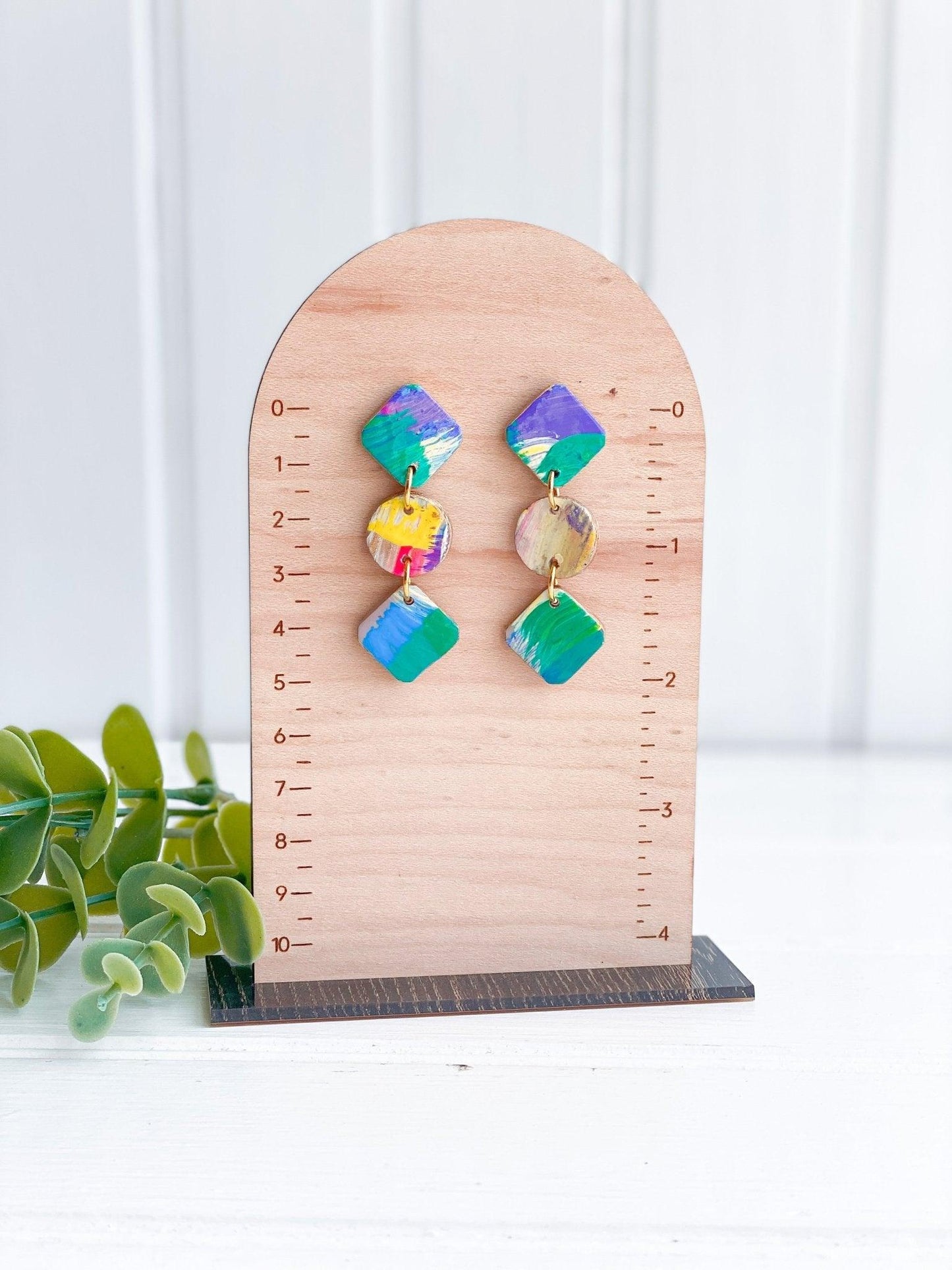 Hand Painted Rainbow Earrings, Dangles & Studs, Handmade - Harbor to Gulf Co.