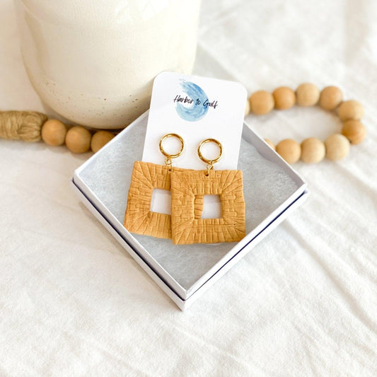 Open Gold Circle Rattan Earrings, Handmade Gifts for Women - Harbor to Gulf Co.