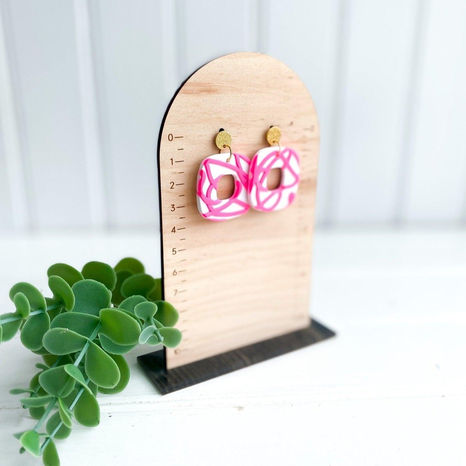 Pink Abstract Earrings, Handmade Gifts for Women - Harbor to Gulf Co.