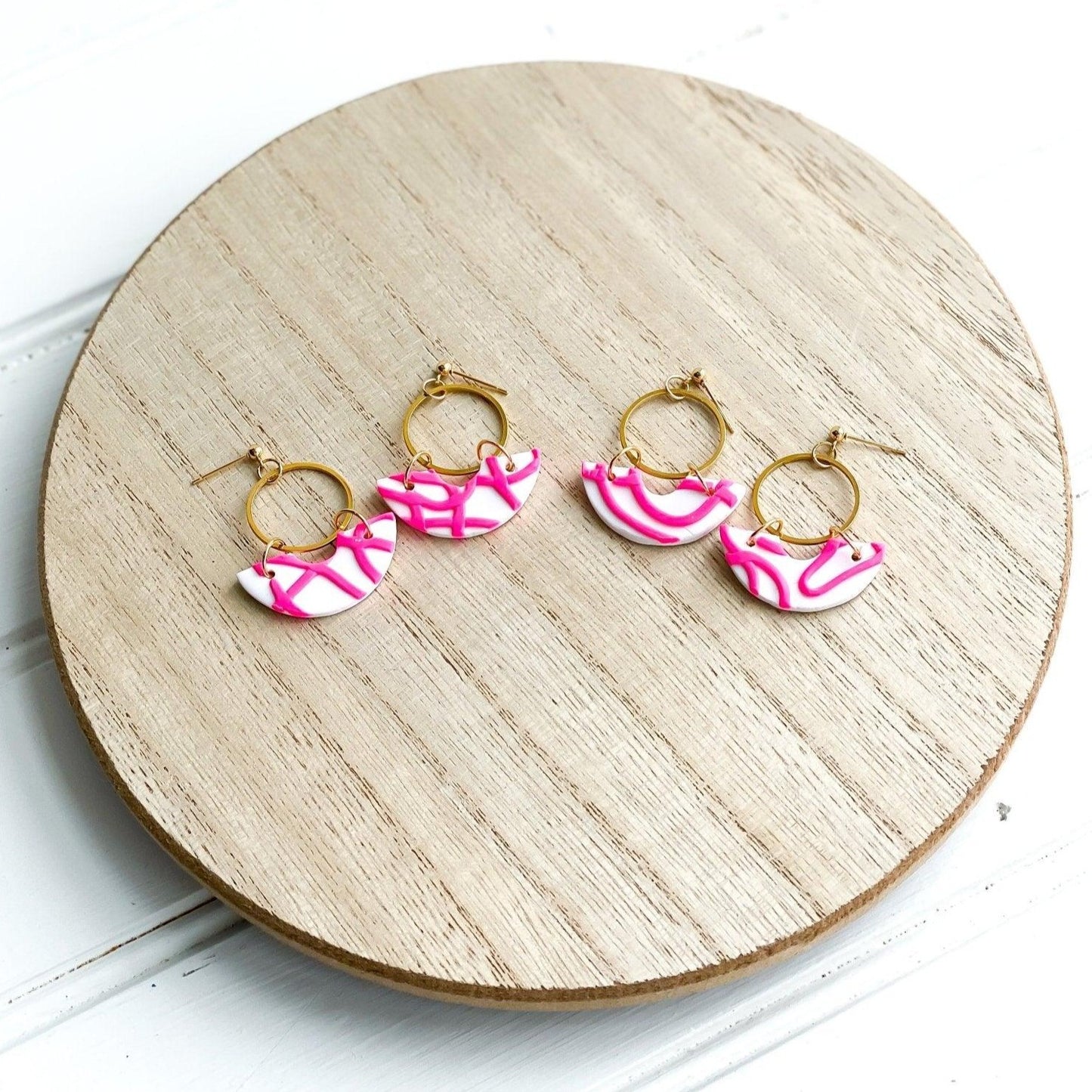 Pink Abstract Earrings, Handmade Gifts for Women - Harbor to Gulf Co.