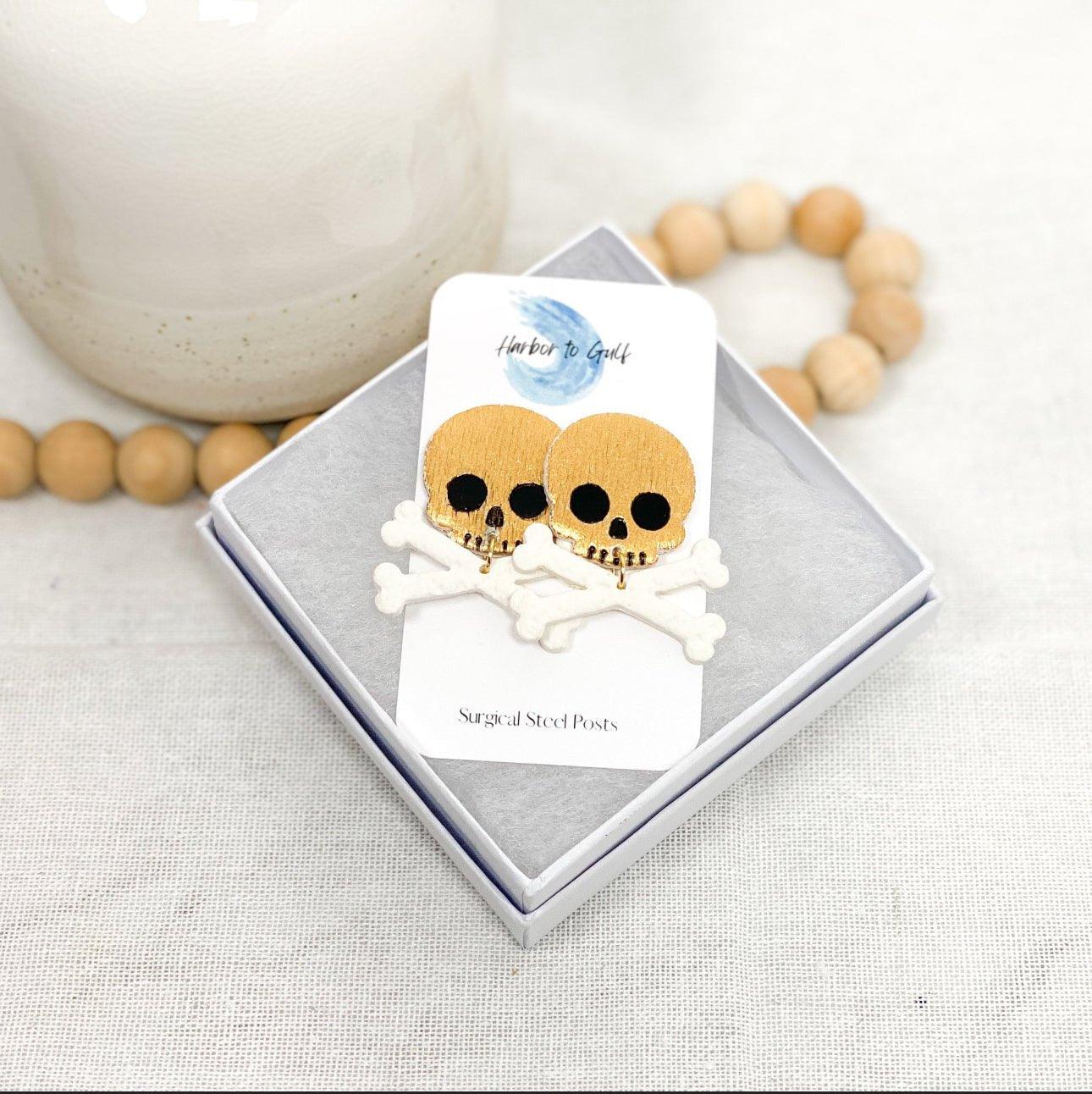 Pirate Crossbones Earrings, Game Day Earrings, Handmade Jewelry, Polymer Clay Earrings, Gifts for Women - Harbor to Gulf Co.