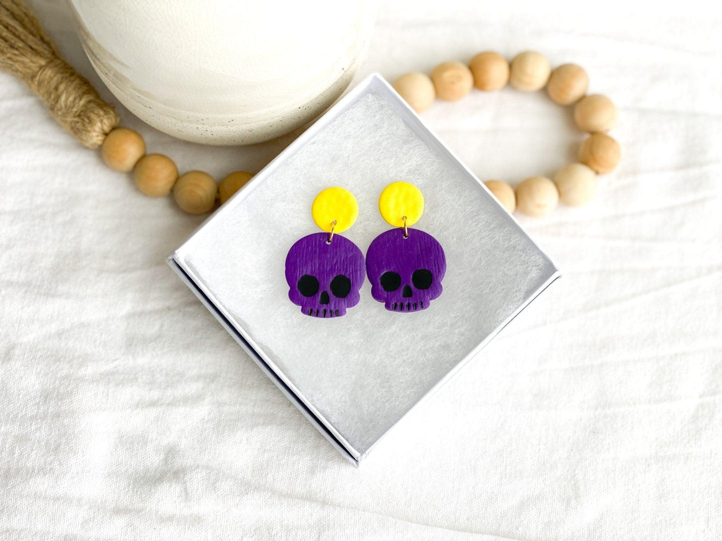 Pirate Earrings - Purple and Gold - Gift for College Girl - ECU Earrings - Stocking Stuffer for Her - Polymer Clay Earrings - Harbor to Gulf Co.