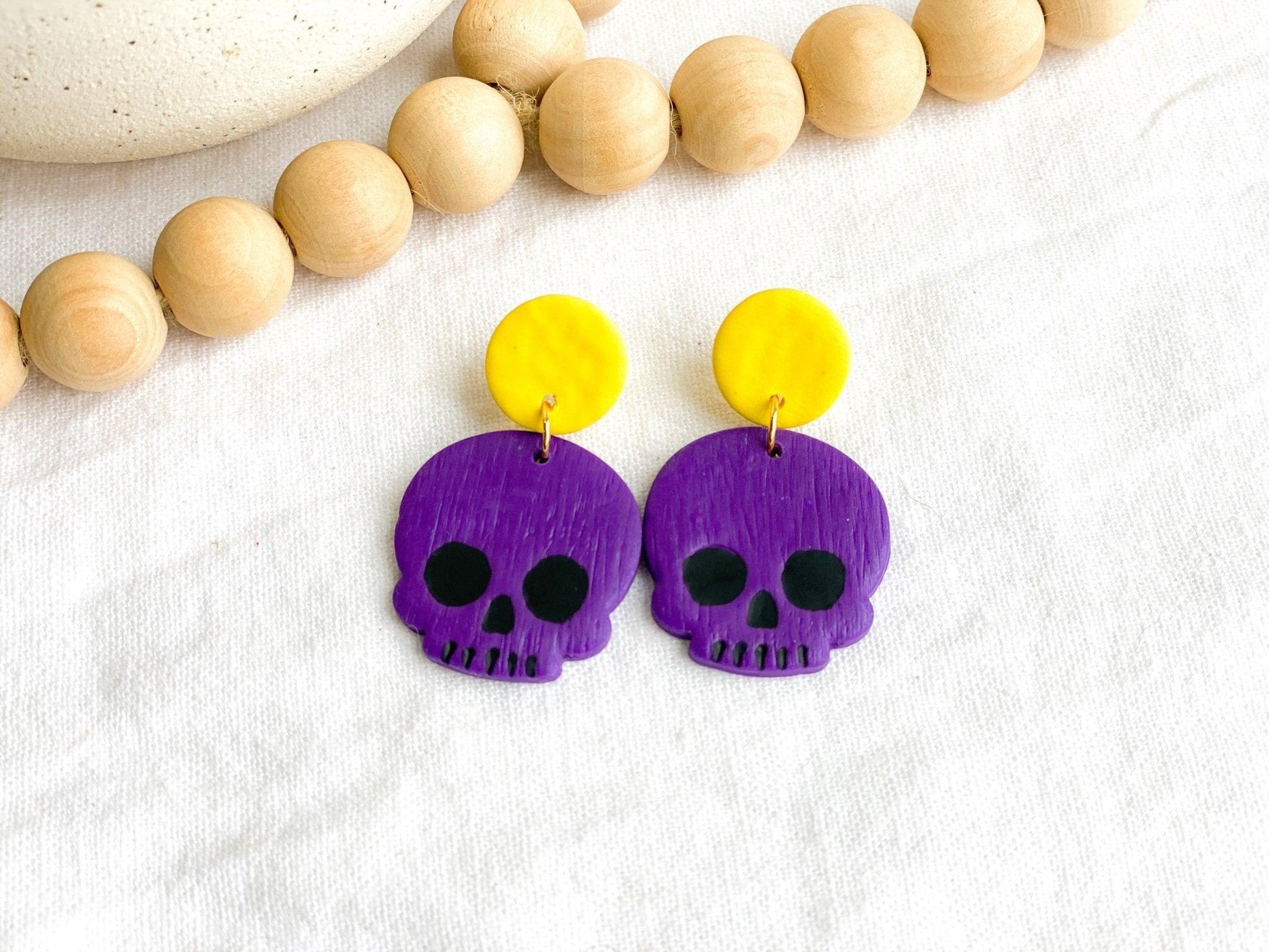 Pirate Earrings - Purple and Gold - Gift for College Girl - ECU Earrings - Stocking Stuffer for Her - Polymer Clay Earrings - Harbor to Gulf Co.