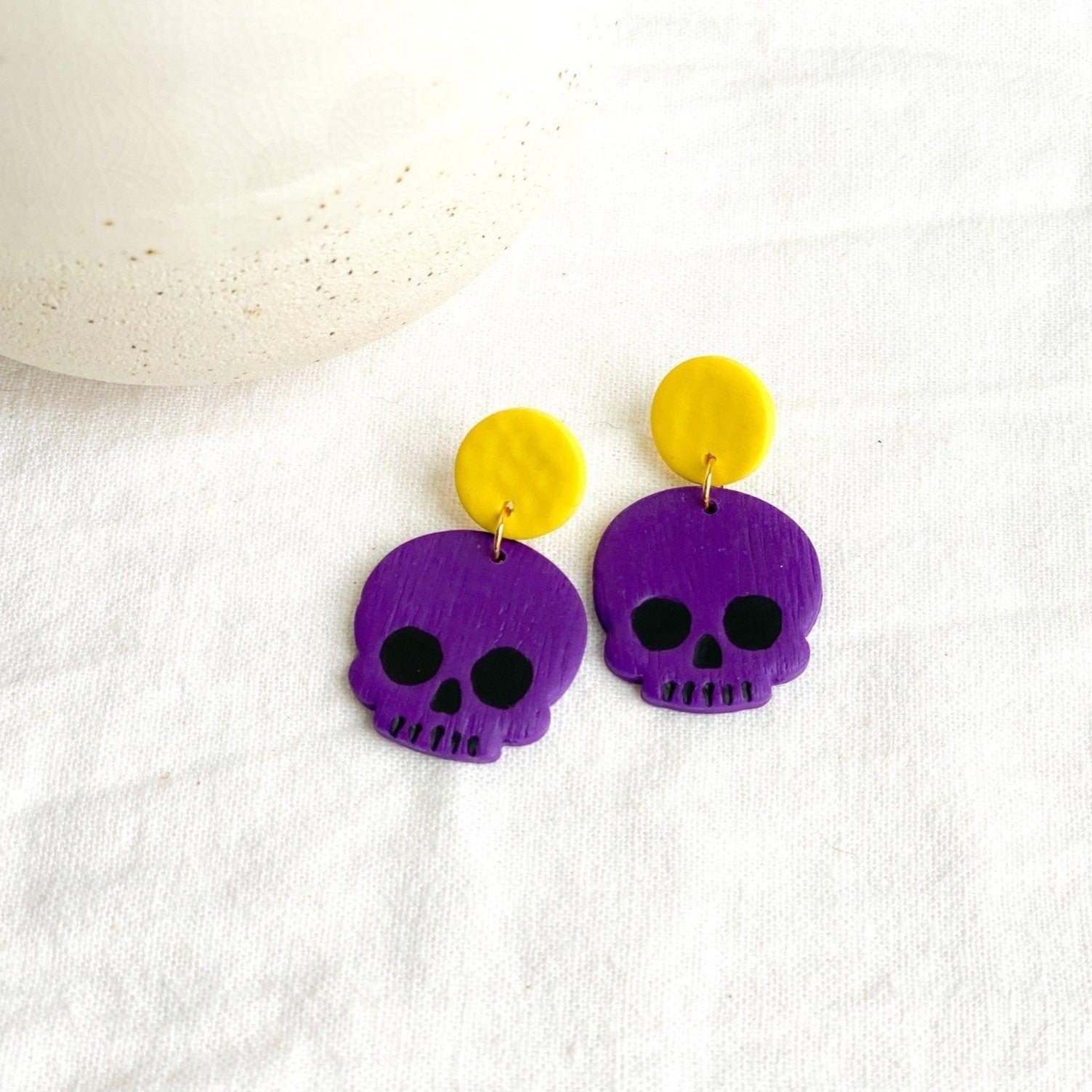 Pirate Earrings - Purple and Gold - Gift for College Girl - ECU Earrings - Stocking Stuffer for Her - Polymer Clay Earrings - Harbor to Gulf Co.