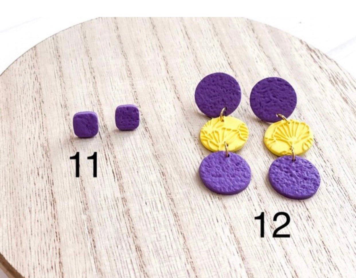 Purple and Yellow Earrings - Game Day Earrings - Gift for College Girl - ECU Earrings - LSU Earrings - Statement Earrings for Her - Harbor to Gulf Co.