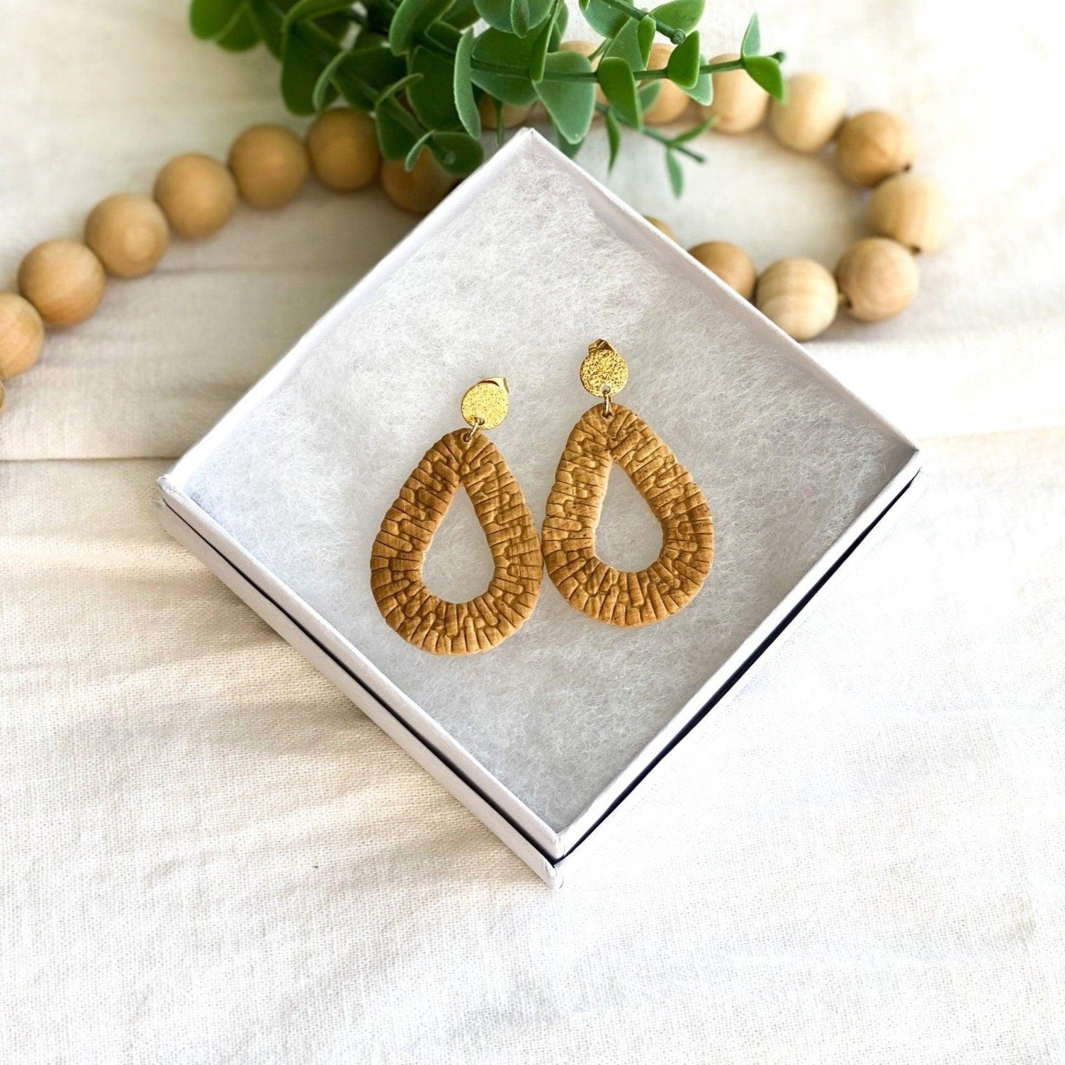 Rattan Teardrop Earrings, Handmade Gifts, Valentines Day - Harbor to Gulf Co.