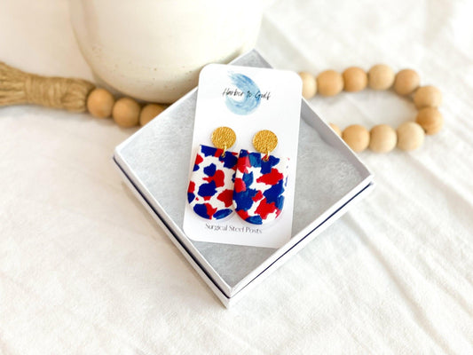 Red and Blue College Game Day Earrings - Ole Miss Earrings - Florida Atlantic College Merch - Statement Jewelry for Her - Gift for Girl - Harbor to Gulf Co.
