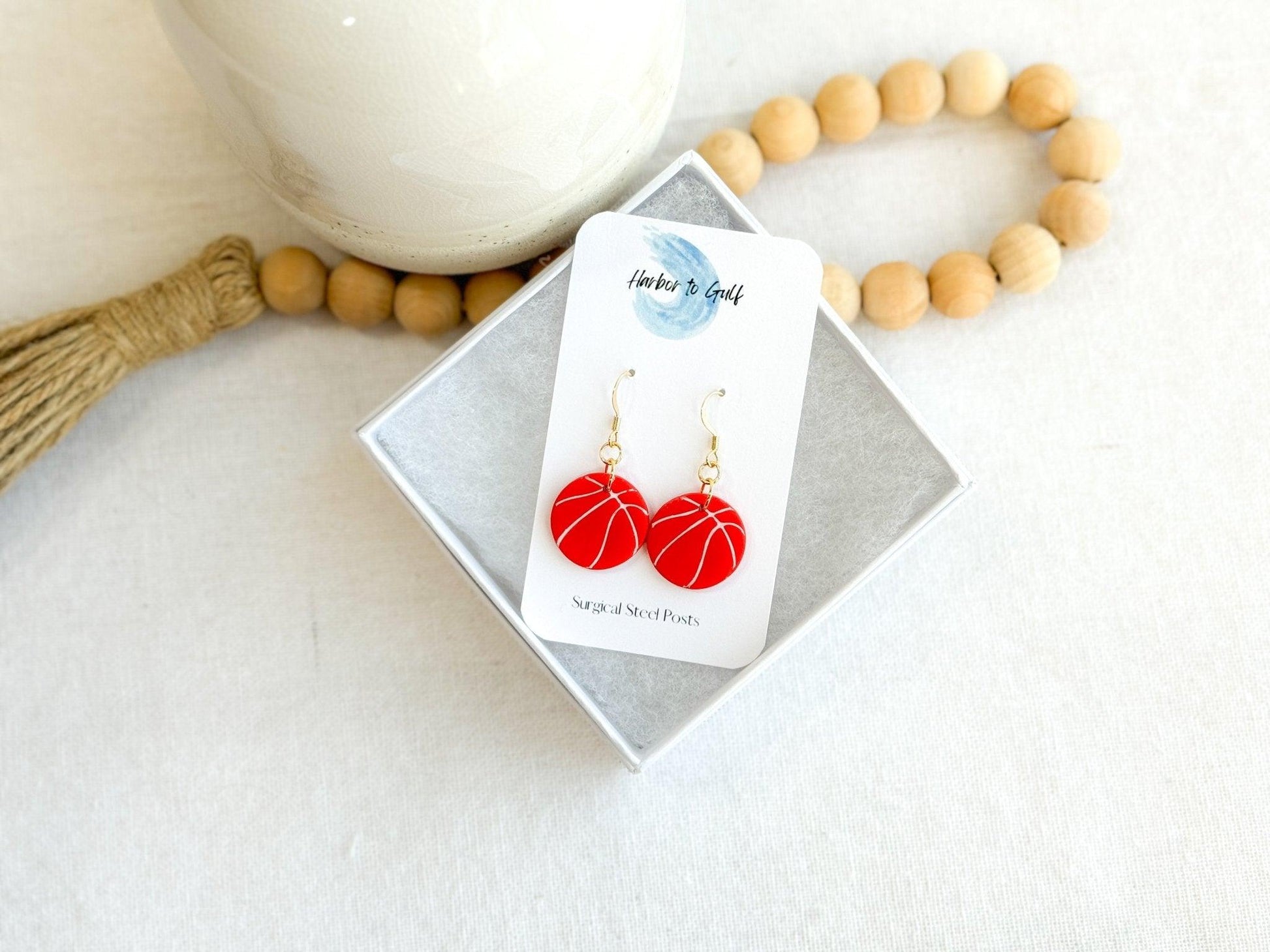 NCSU Basketball Earrings, Handmade Gifts, Sports Jewelry, Game Day Earrings, Gift for Friend, Clay Earrings, Stocking Stuffers for Women - Harbor to Gulf Co.