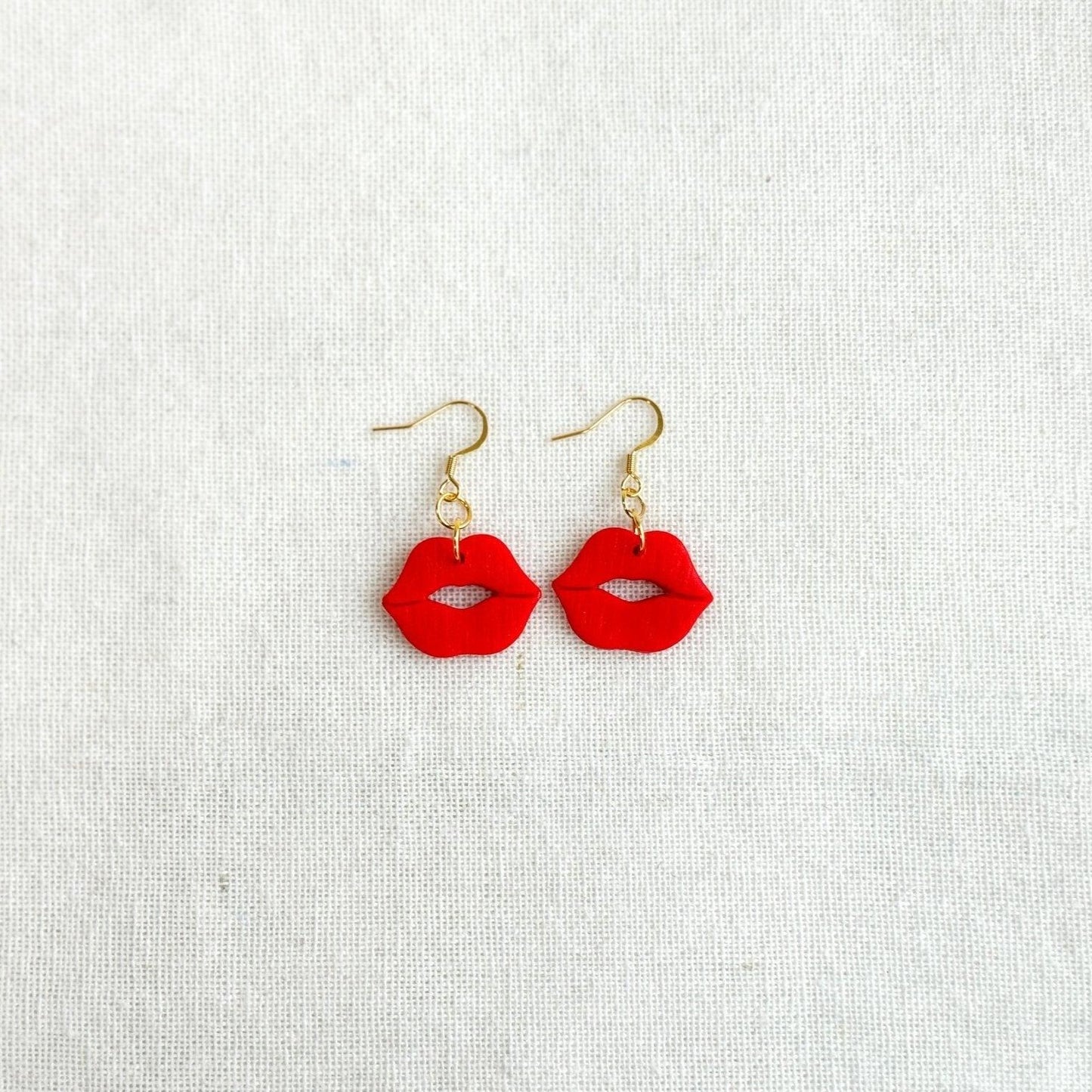 Red Lips Earrings, Polymer Clay, Surgical Steel, Handmade Gifts for Women - Harbor to Gulf Co.