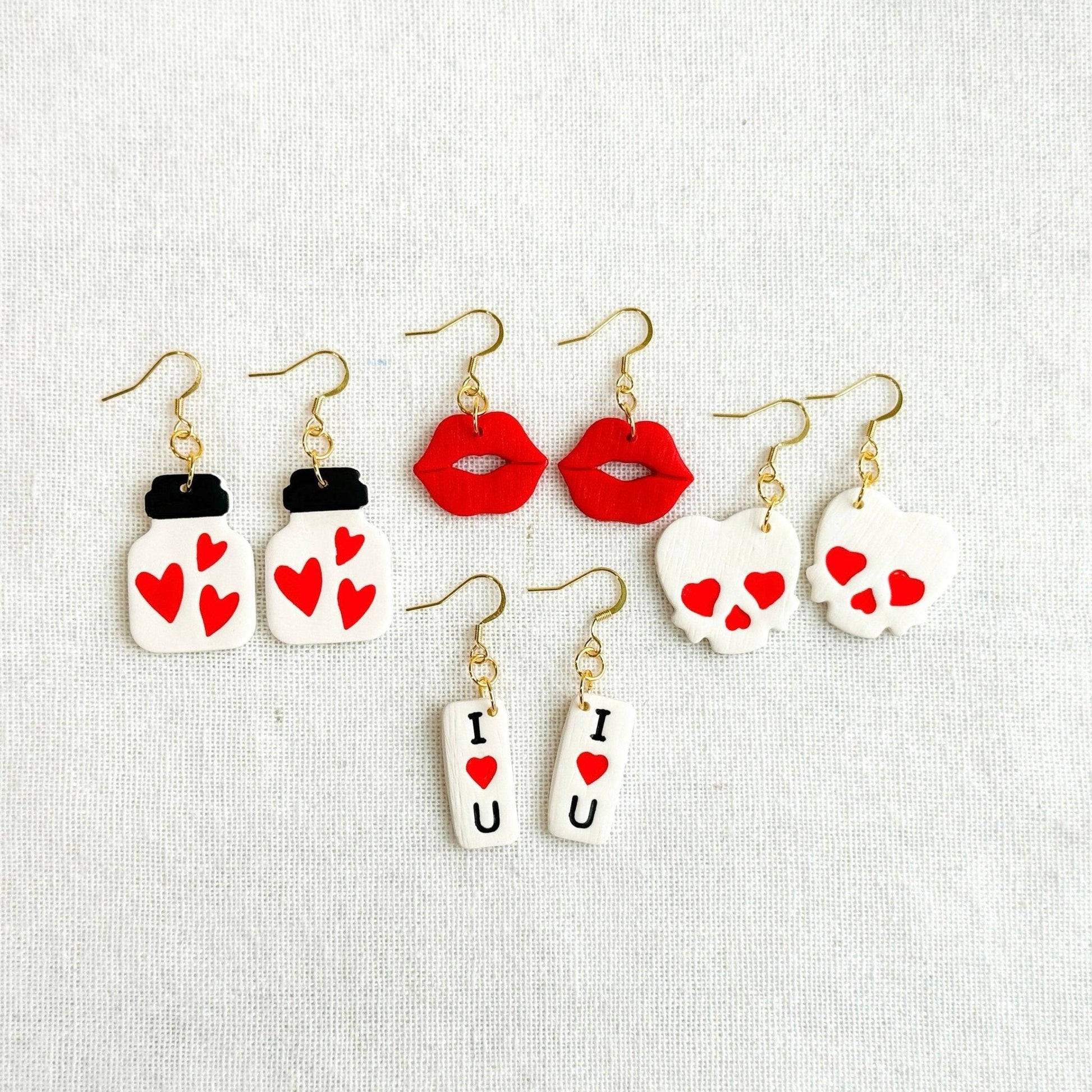 Red Lips Earrings, Polymer Clay, Surgical Steel, Handmade Gifts for Women - Harbor to Gulf Co.