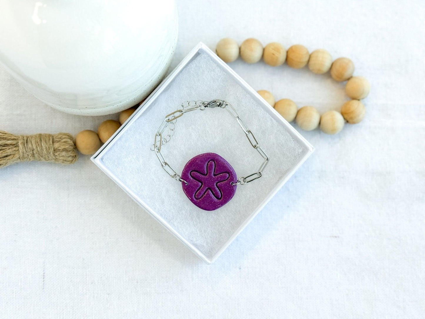 Sand Dollar Adjustable Paperclip Chain Bracelet - Harbor to Gulf Co.