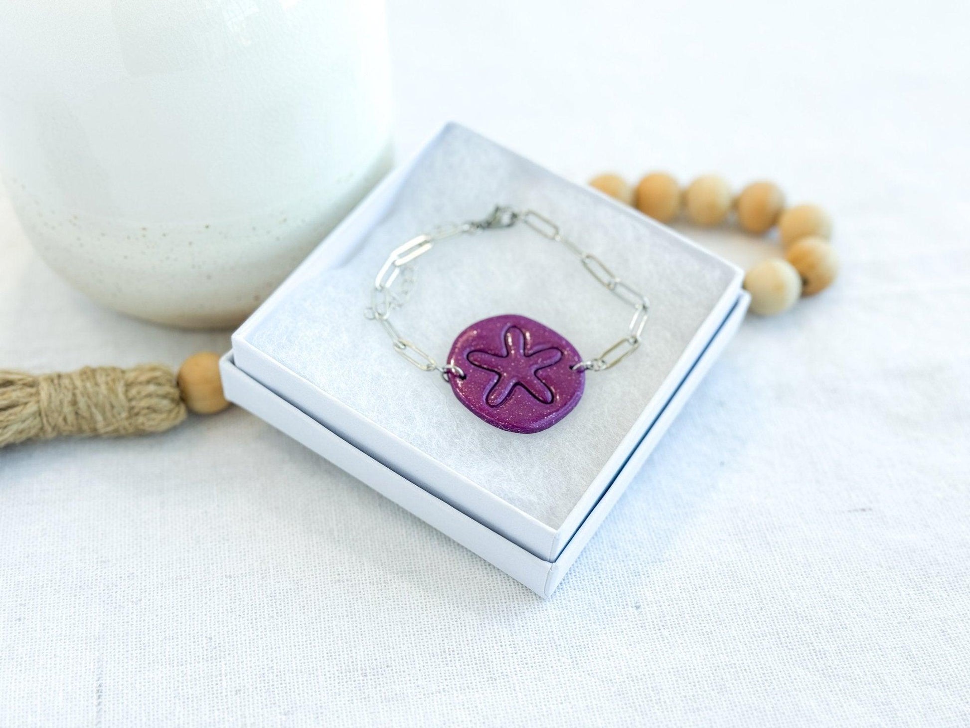 Sand Dollar Adjustable Paperclip Chain Bracelet - Harbor to Gulf Co.