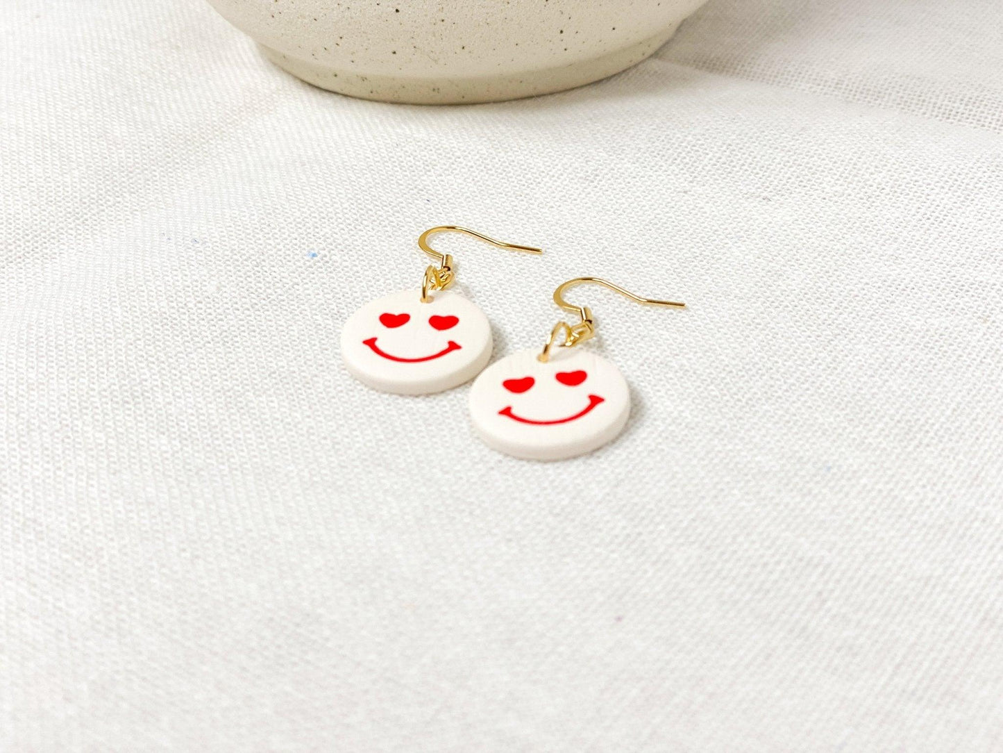 Smiley Face Earrings, Handmade, Polymer Clay, Surgical Steel for Sensitive Ears - Harbor to Gulf Co.