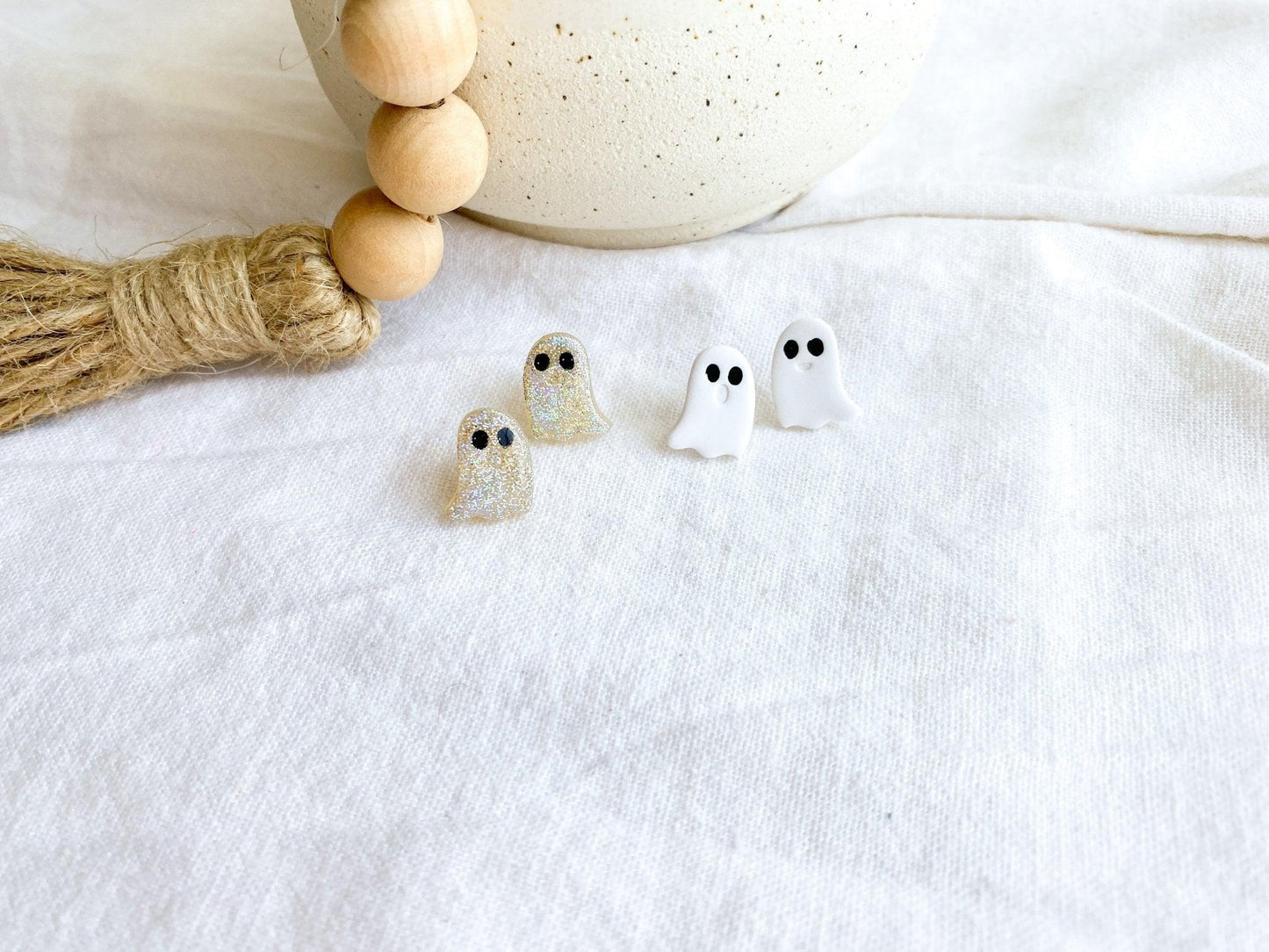 Ghost Studs - Sparkly Earrings - Ghost Jewelry - Halloween Jewelry - Fun Gift for Teacher - Birthday Gift for Friend - Harbor to Gulf Co.