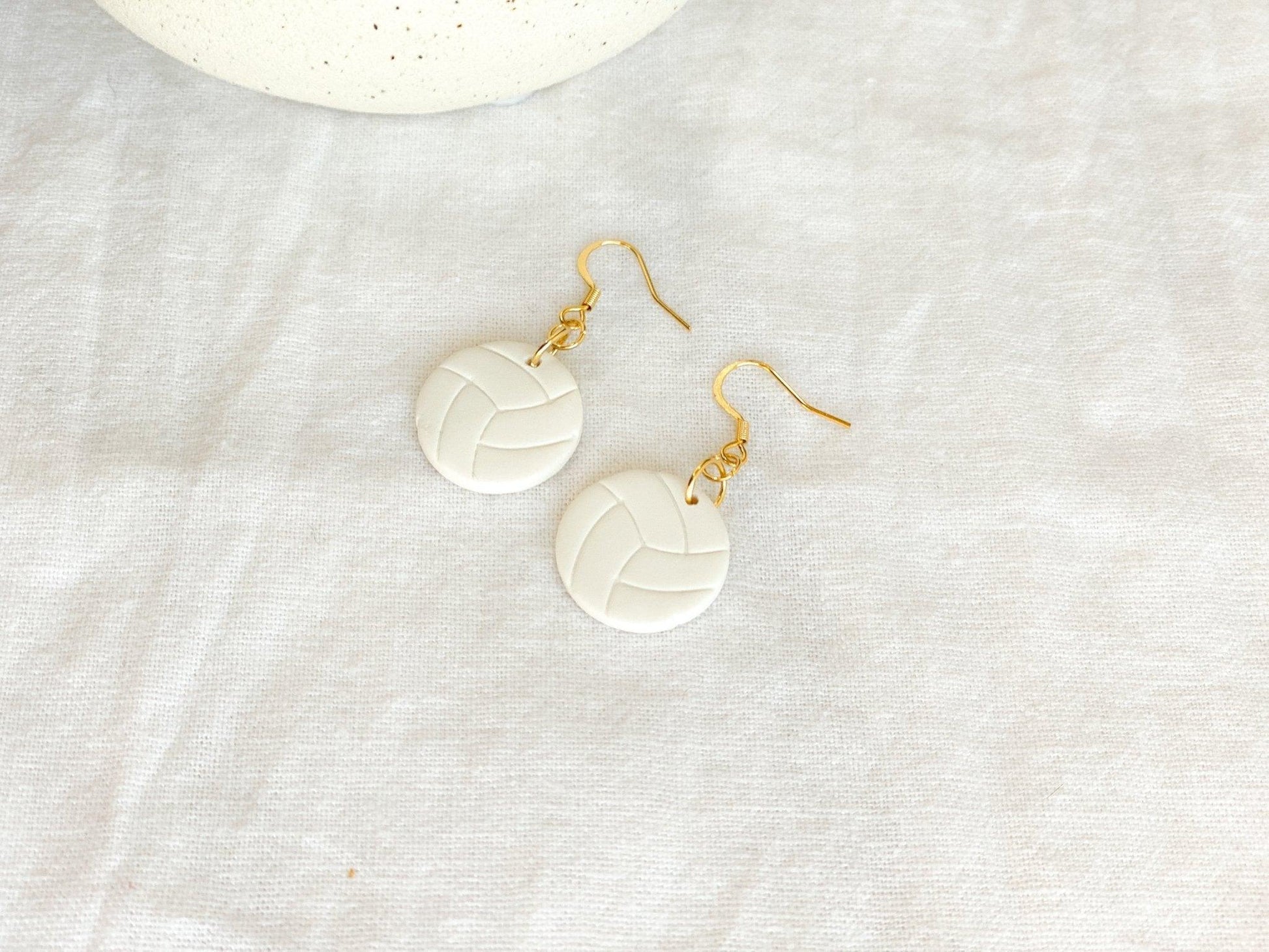 Volleyball Earrings, Surgical Steel Ear Wires, Handmade, Polymer Clay, Gift for Volleyball Mom - Harbor to Gulf Co.