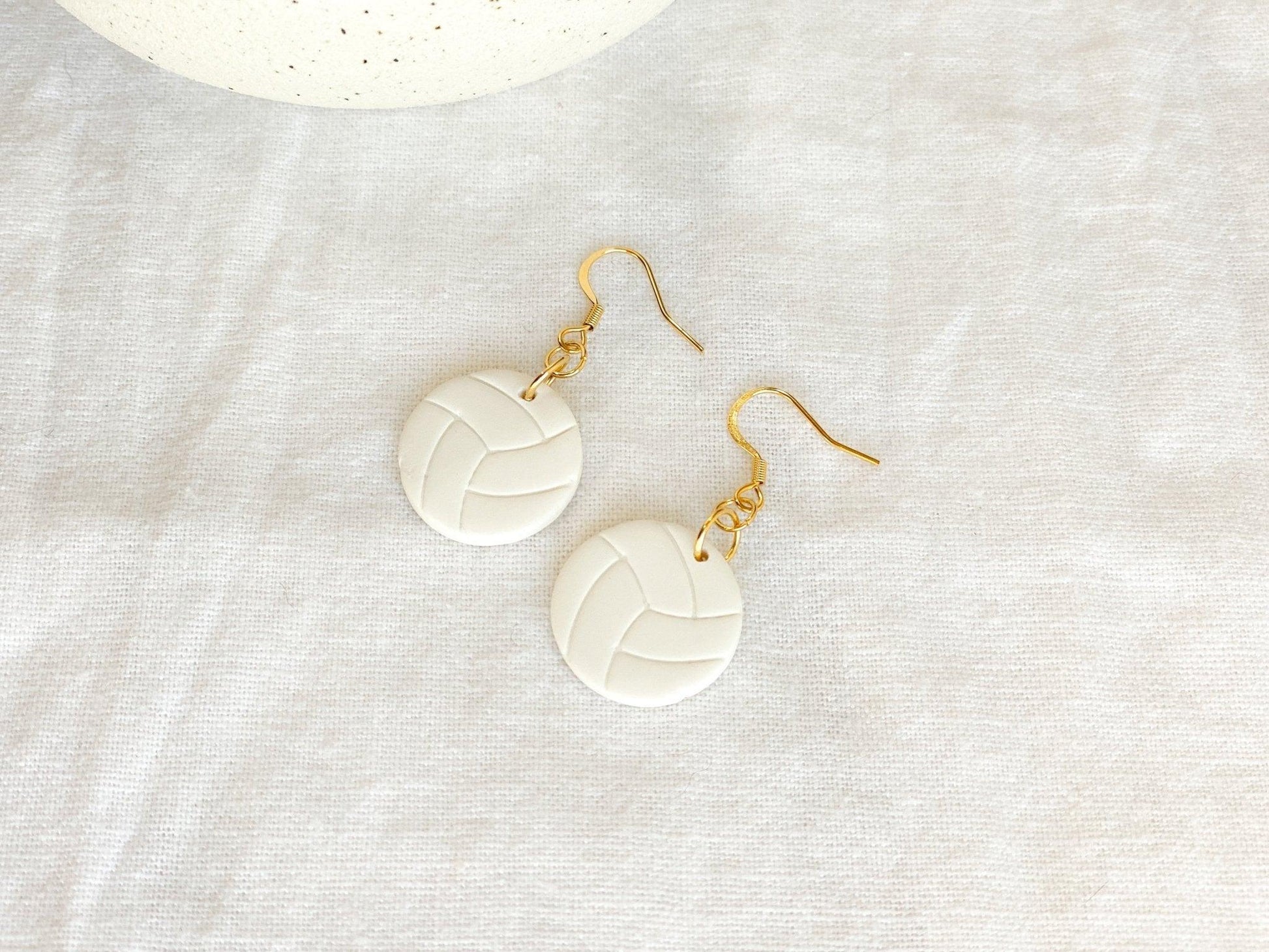 Volleyball Earrings, Surgical Steel Ear Wires, Handmade, Polymer Clay, Gift for Volleyball Mom - Harbor to Gulf Co.