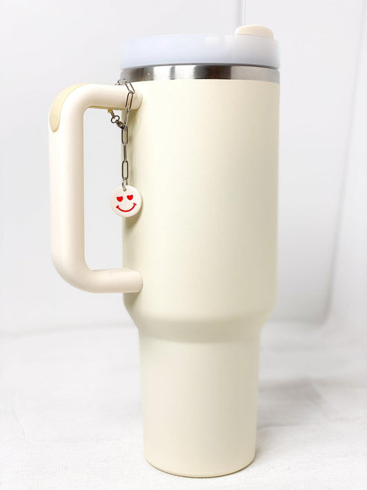 White Smiley Face Charm, Stanley Cup Accessories, Tumbler Accessories, Handmade Gifts - Harbor to Gulf Co.